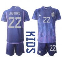 Argentina Lautaro Martinez #22 Udebanesæt Børn VM 2022 Kortærmet (+ Korte bukser)